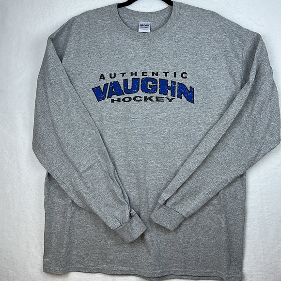 Gildan Men’s Long Sleeve Hockey T-shirt Gray XLarge - Picture 1 of 12
